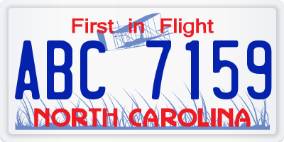 NC license plate ABC7159