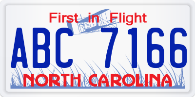 NC license plate ABC7166
