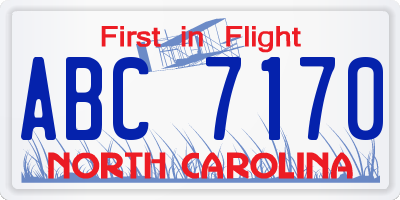 NC license plate ABC7170