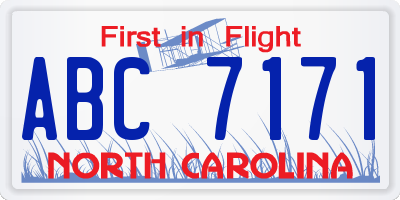 NC license plate ABC7171