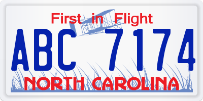NC license plate ABC7174
