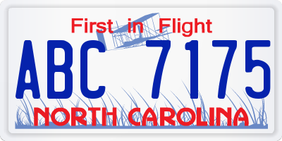 NC license plate ABC7175