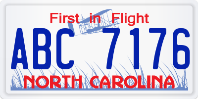 NC license plate ABC7176