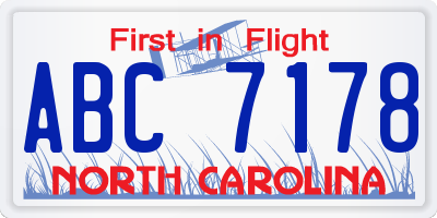 NC license plate ABC7178
