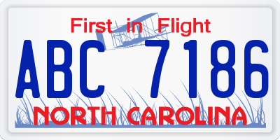 NC license plate ABC7186