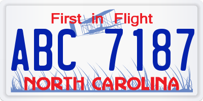 NC license plate ABC7187