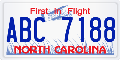NC license plate ABC7188