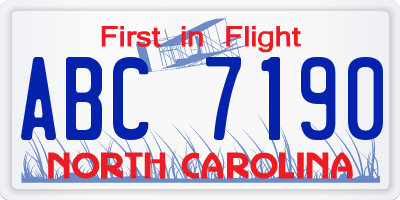 NC license plate ABC7190