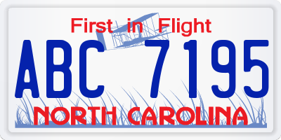 NC license plate ABC7195