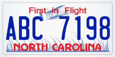 NC license plate ABC7198