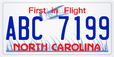 NC license plate ABC7199