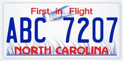 NC license plate ABC7207