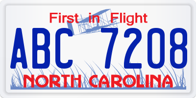 NC license plate ABC7208