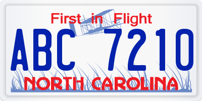 NC license plate ABC7210