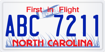 NC license plate ABC7211
