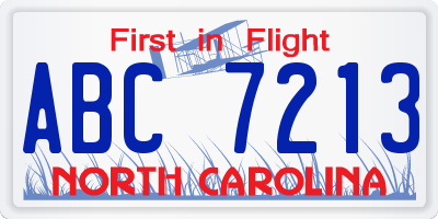 NC license plate ABC7213