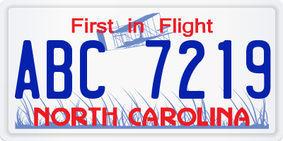 NC license plate ABC7219
