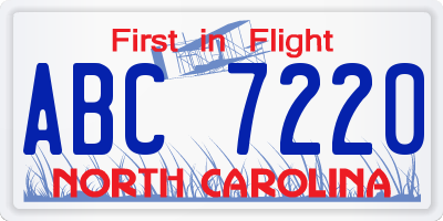 NC license plate ABC7220