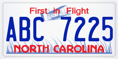 NC license plate ABC7225