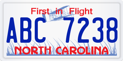 NC license plate ABC7238