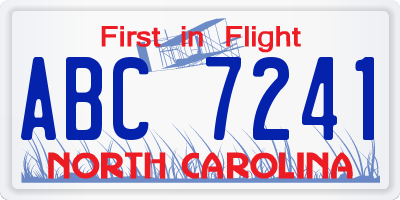 NC license plate ABC7241