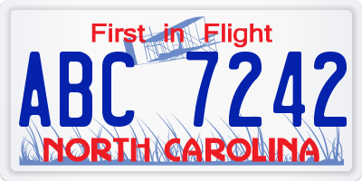 NC license plate ABC7242