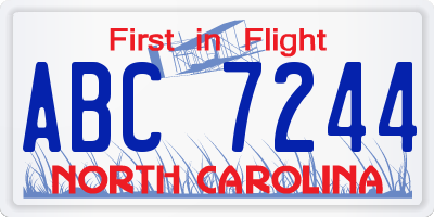 NC license plate ABC7244