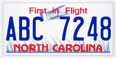 NC license plate ABC7248