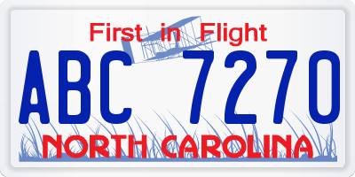 NC license plate ABC7270