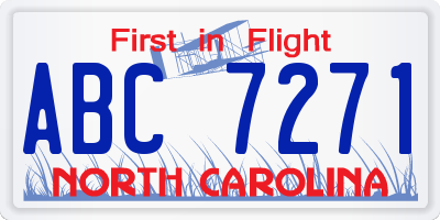 NC license plate ABC7271