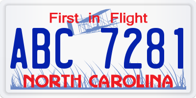 NC license plate ABC7281