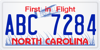 NC license plate ABC7284