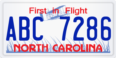 NC license plate ABC7286