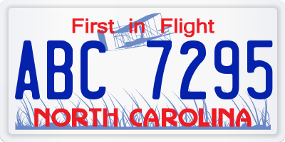 NC license plate ABC7295