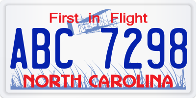 NC license plate ABC7298