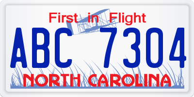 NC license plate ABC7304