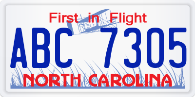 NC license plate ABC7305
