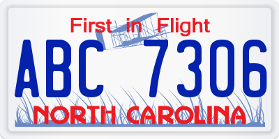 NC license plate ABC7306