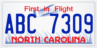 NC license plate ABC7309