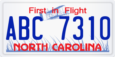 NC license plate ABC7310