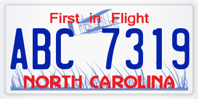 NC license plate ABC7319