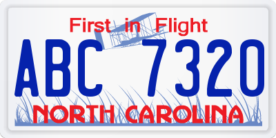 NC license plate ABC7320