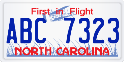 NC license plate ABC7323
