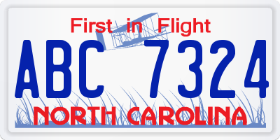 NC license plate ABC7324