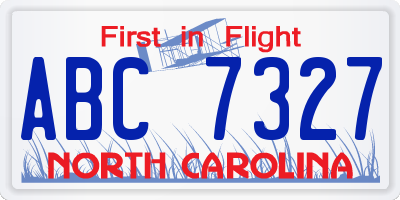 NC license plate ABC7327
