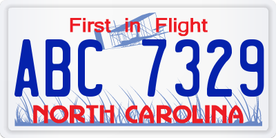 NC license plate ABC7329