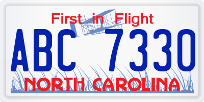 NC license plate ABC7330