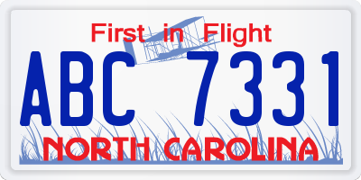NC license plate ABC7331