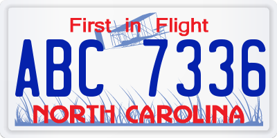 NC license plate ABC7336