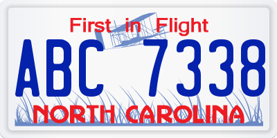 NC license plate ABC7338